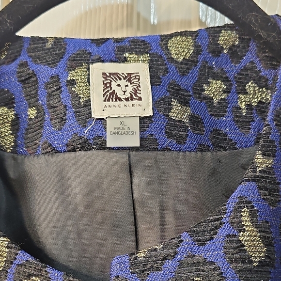 Anne Klein Vintage Long Sleeve  Animal Print Metallic Open Jacket XL - Picture 2 of 15